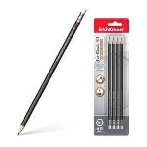 ERICHKRAUSE GRAPHITE HEXAGONAL PENCIL WITH ERASER HB (4PCS) 45607