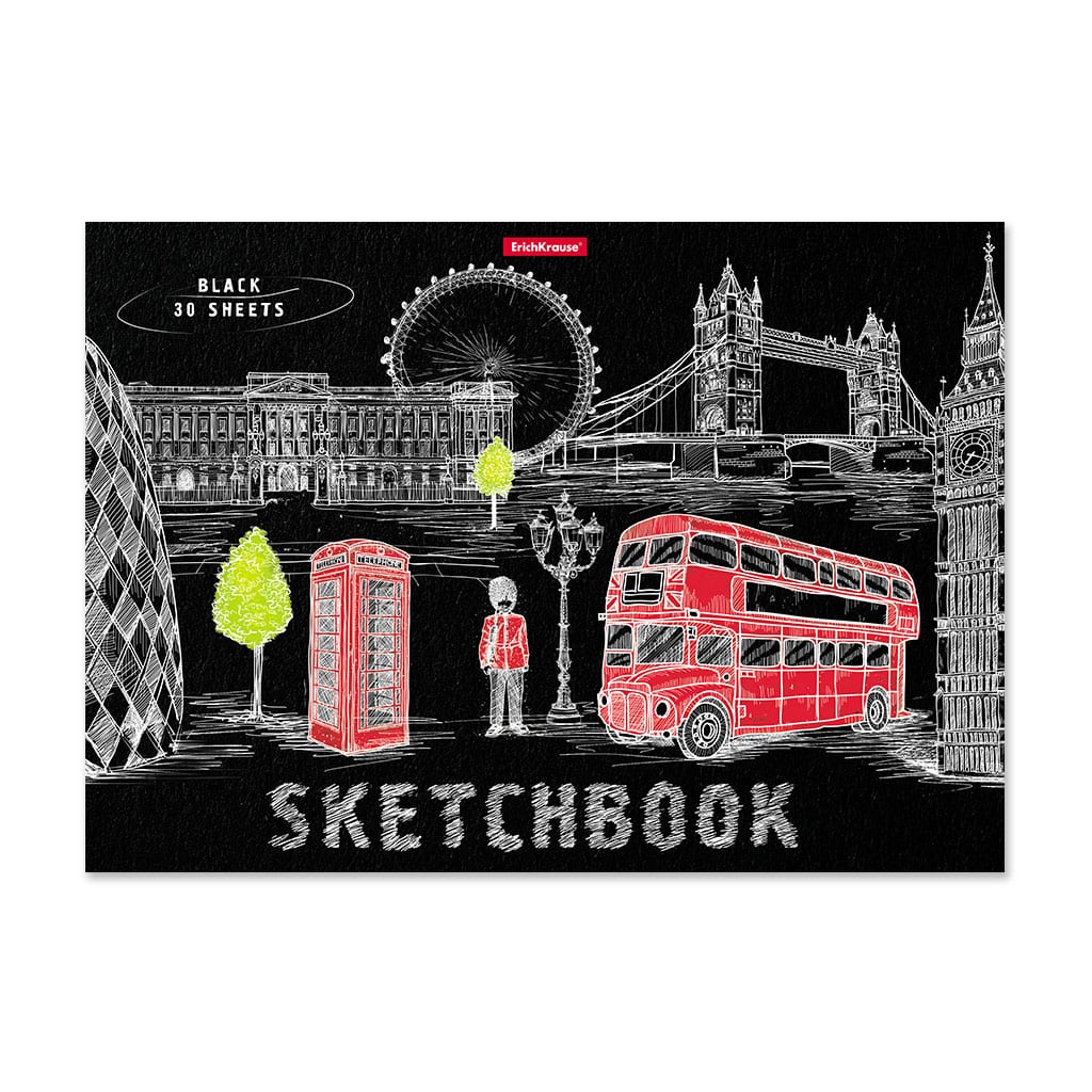 ERICHKRAUSE A4 SKETCHBOOK GREAT BRITAIN 30 BLACK SHEETS 120GSM 49851