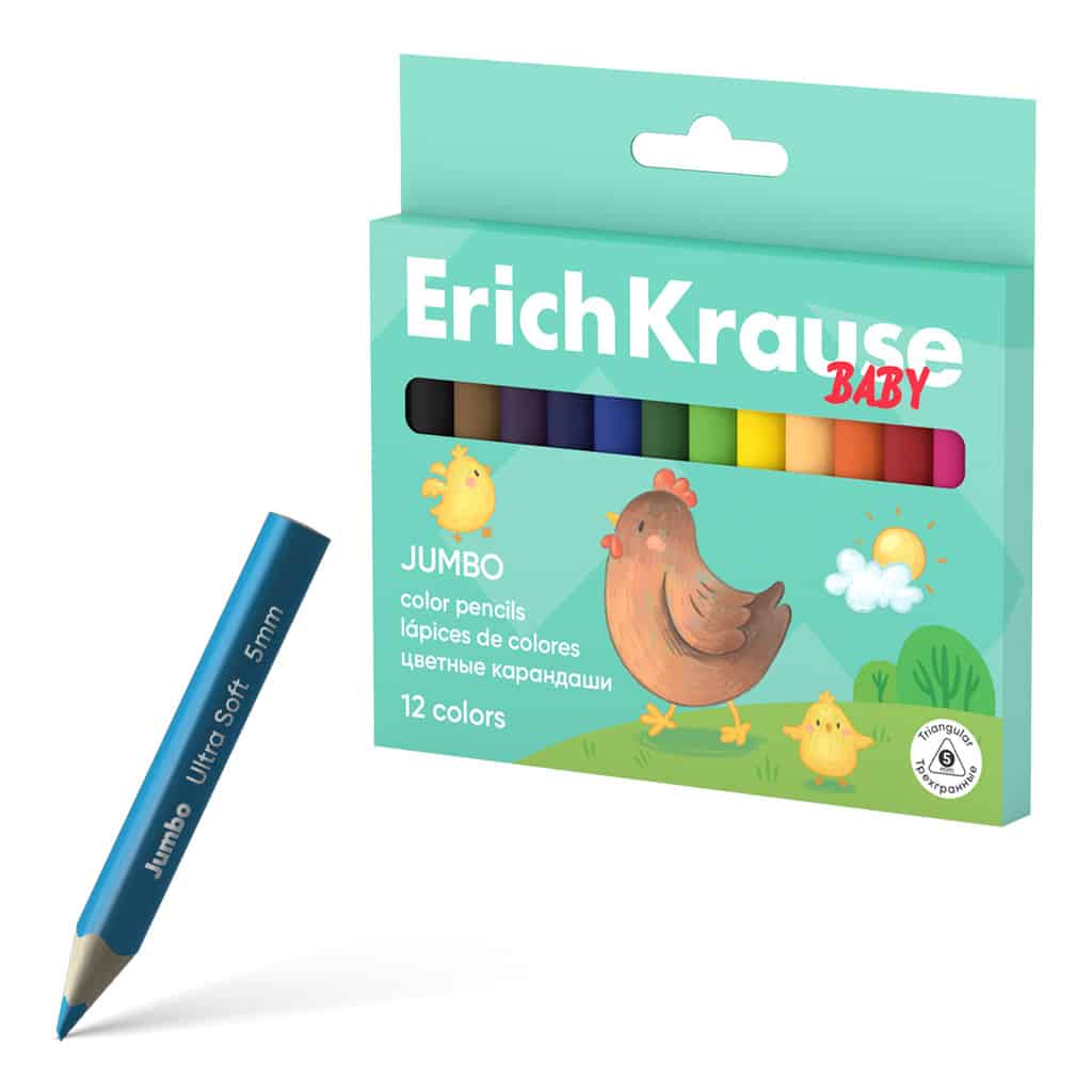 ERICHKRAUSE TRIANGULAR BABY JUMBO 12 COLOR PENCILS 61779