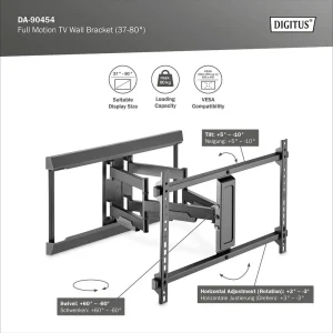 DIGITUS Full Motion TV Wall Mount 37-80" 60KG(MAX) DA-90454