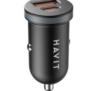 HAVIT CAR CHARGER 30W USB+USB-C Black CC2043