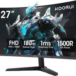KOORUI GAMING CURVED (1500R) MONITOR 27" FHD VA 180Hz 1MS HDMIX 2 & DP 1.2 3YW 27E6CA