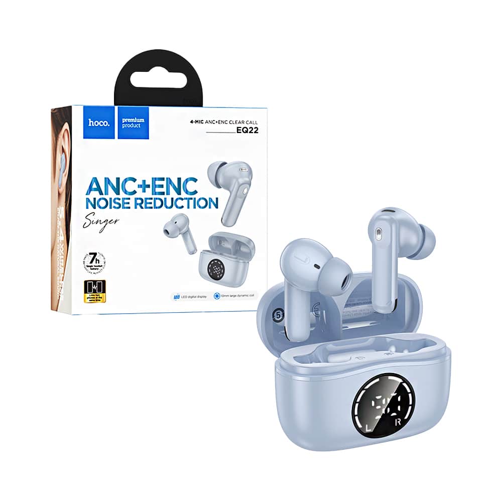 HOCO EQ22 Singer True Wireless Bluetooth Earphones ANC+ENC noise reduction + Display Blue