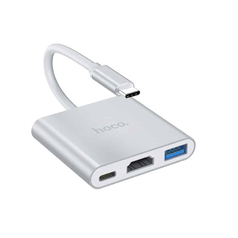 HOCO HB14 3-in-1 USB-C HUB HDMI 4K/USB3.0/USB-C PD 67W SILVER