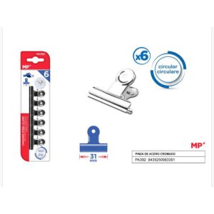 MP DOUBLE CLIPS METAL 31MM 6 PCS PA392